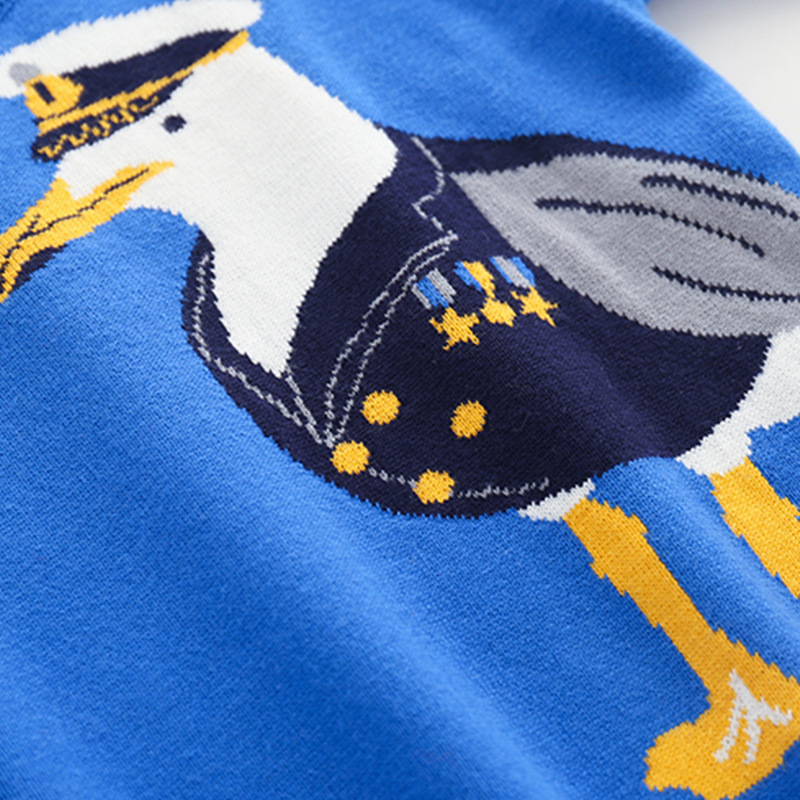 Strikket børnegenser til drenge med dyreprint til efteråret_voghion.com