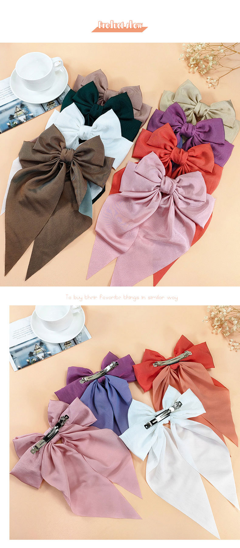 Fashion New Big Bow Ribbon Hairpin Fabric Solid Color Hairpin display picture 4