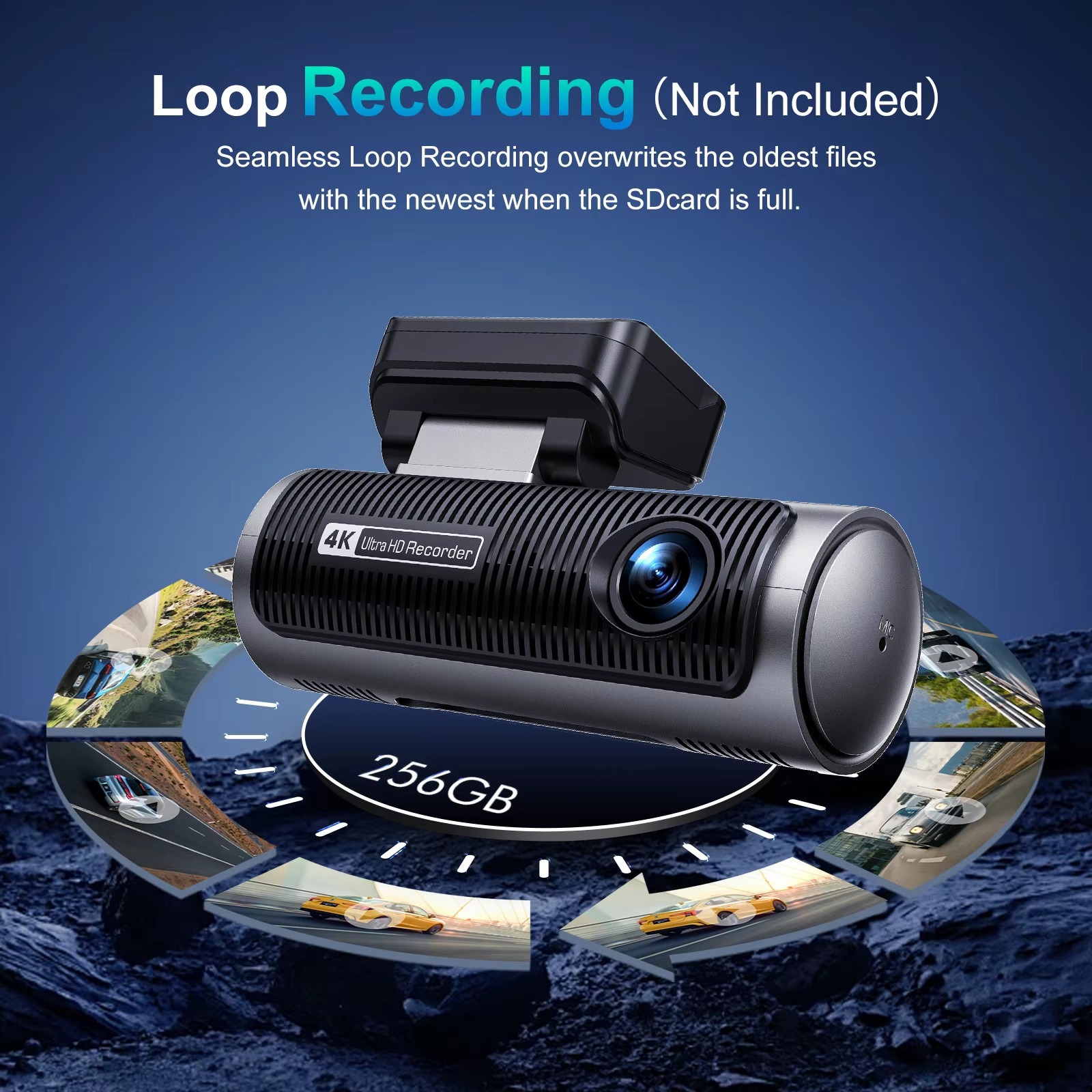 Cross-Border Driving Recorder with High-Definition Dual Lenses, Front and Rear 4K+4K, Mobile Phone Wifi Connectivity, Gps Car Recorder