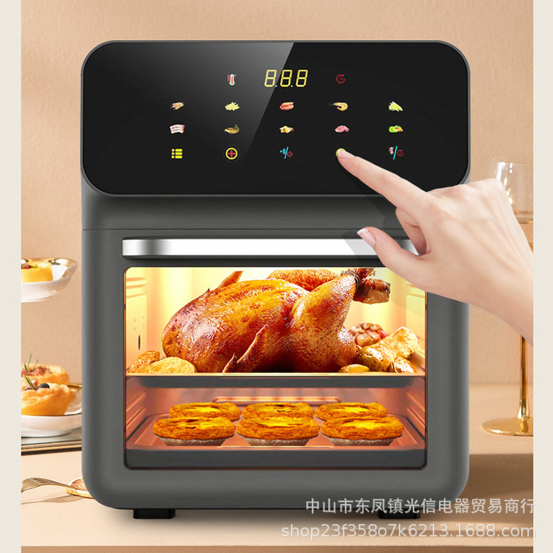 英文外贸可视款空气炸锅英规美规欧规15升家用多功能大容量电烤箱