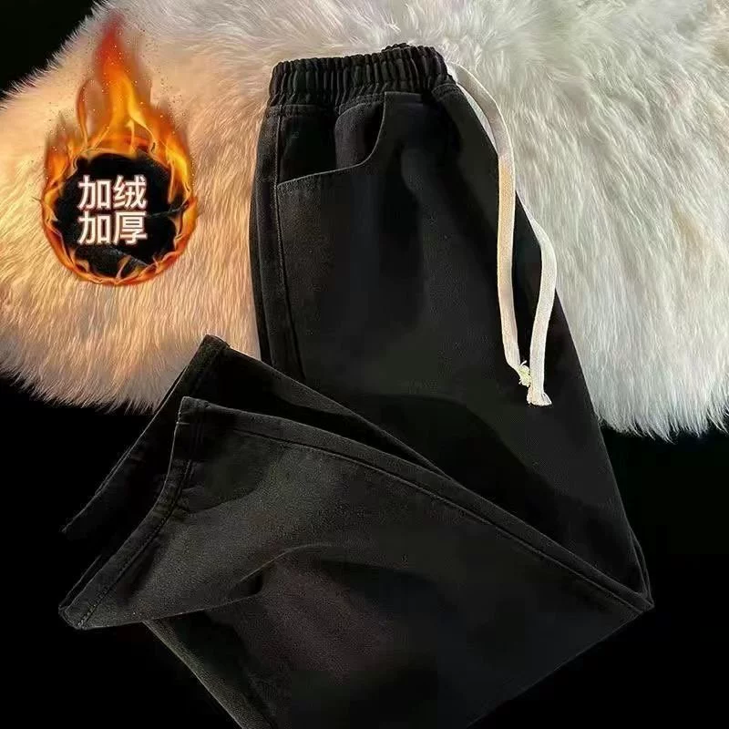 Толстые бархатные джинсы мужские зимние американские ретро прилив марки дикие свободные повседневные широкие широкие ноги прямые брюки