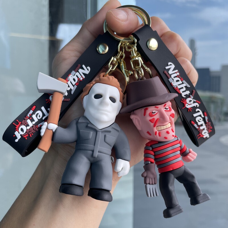 Halloween horror movie keychain ghost face Chucky clown Freddy Jason Michael bag pendant gift
