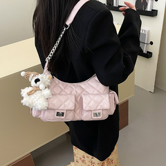 クロスボーダー 2025 新しいダイヤモンド脇の下バッグ女性のマルチポケットオートバイバッグハイエンドファッションシングルショルダークロスボディバッグ女性のための