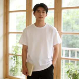 200克重磅棉圆领打底T恤纯白色短袖t恤男女宽松圆领夏季潮牌丅恤