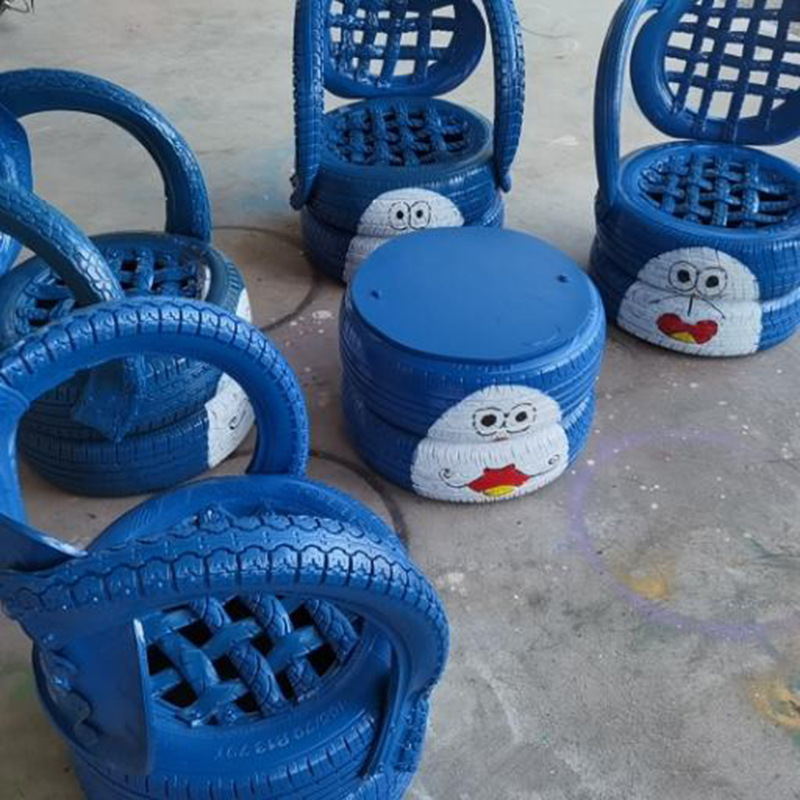 Tire Crafts Transformation Chair Tire Wheel Mesh Stool Kindergarten Game Play Pull Cart Table Waste Tire Ornaments Crafts