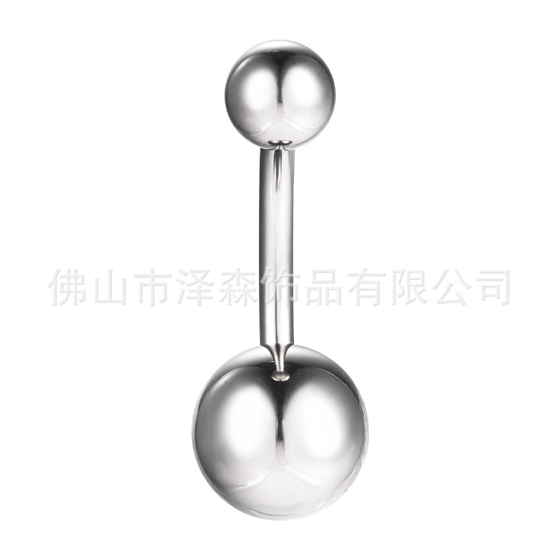 F136 Titanium Alloy Navel Ring Double Ball Internally Threaded Belly Button Ring G23 Titanium Curved Barbell Body Piercing Jewelry detail image 7
