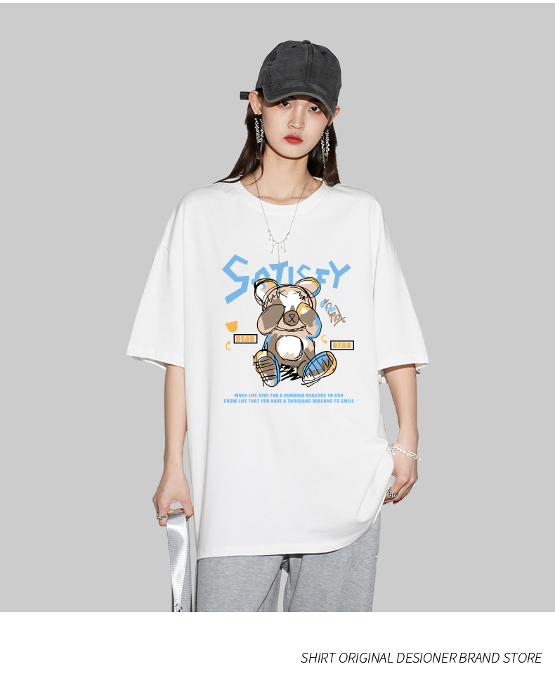 Couple style cartoon printed short sleeved men's T-shirt, summer new style, loose and trendy casual clothes for_voghion.com