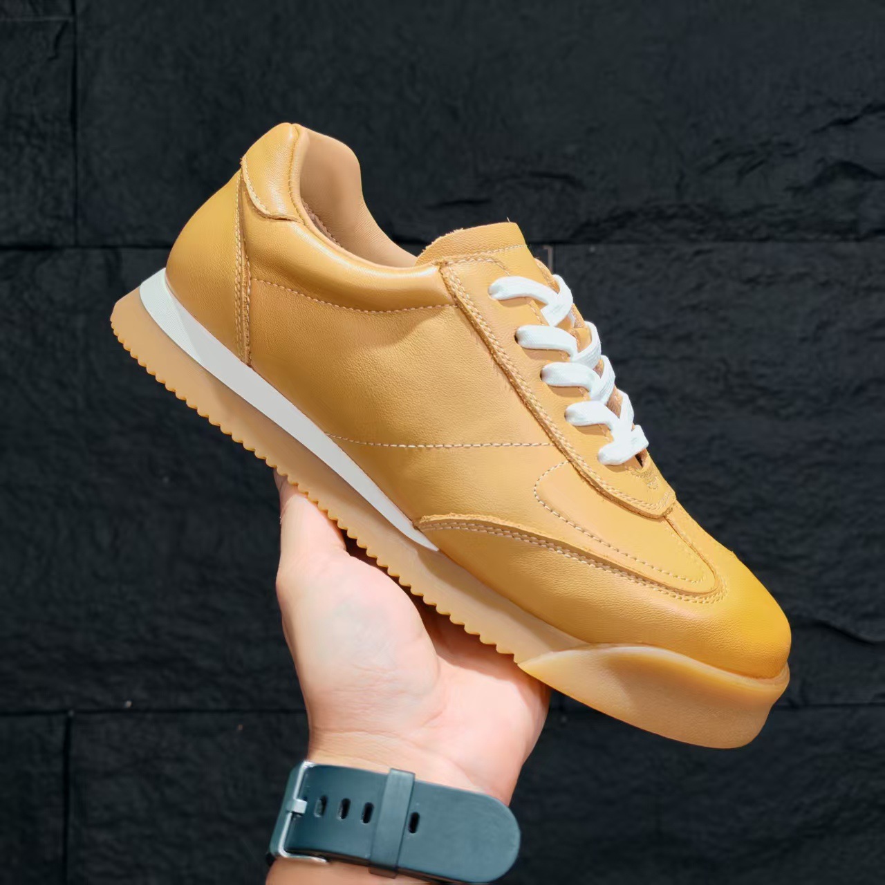 [Cuero de vaca de cabeza] nuevo cuero de moda para hombres, zapatos casuales transpirables Agan De-Training transpirables y resistentes al desgaste