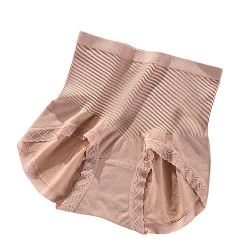 Autumn and winter new high-waist tummy control pants butt lifting underwear women's seamless breathable cotton crotch lace edge women's briefs