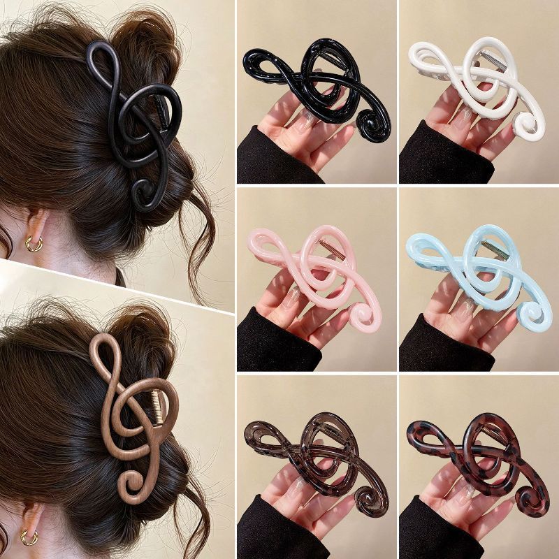 Matte Musical Note Shark Clip Design Hairpin for Women, New Style Hair Clip with a Light Luxury Feel, Back-Of-The-Head Claw Clip Hair Accessory Matte Musical Note Shark Clip Design Hairpin for Women, New Style Hair Clip with a Light Luxury Feel, Back-Of-The-Head Claw Clip Hair Accessory