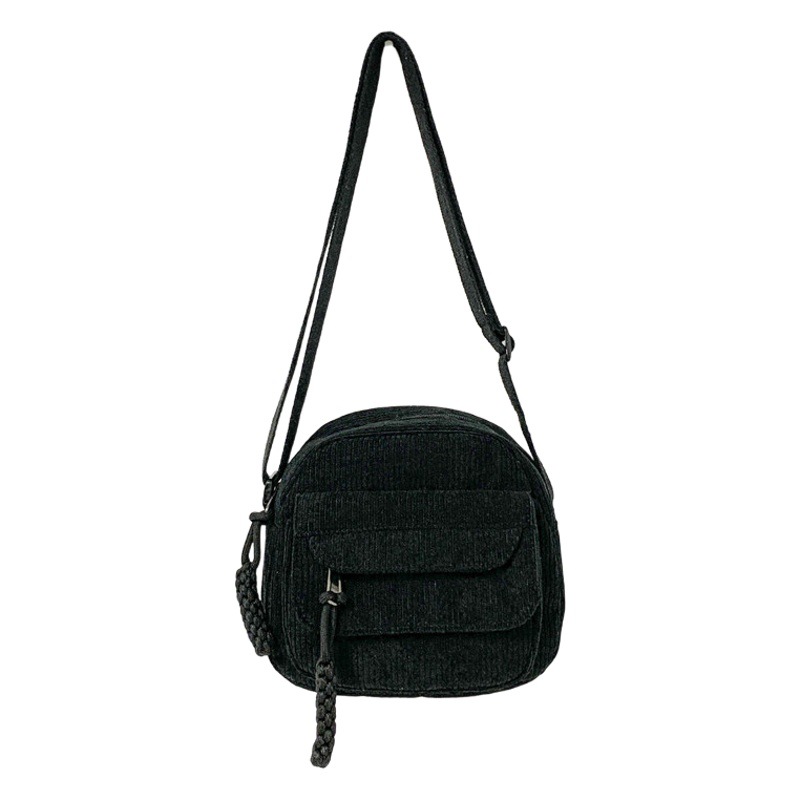 Corduroy 2024 Spring New Fashion Solid Color Ruiying Cloth Bag Campus Style Girl's Shoulder Crossbody Small Bag Trendy