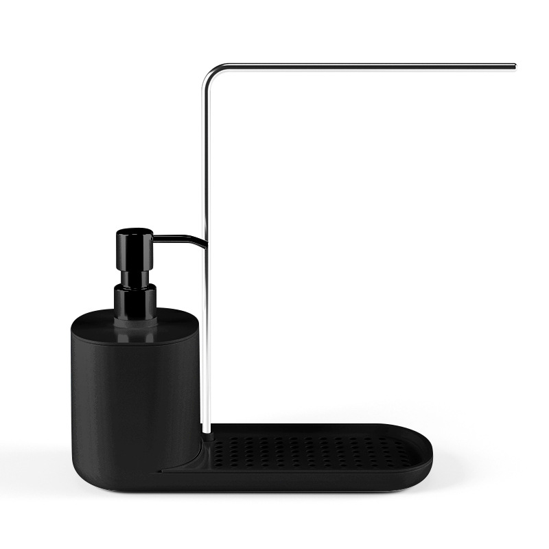 Caja de jabón de prensa manual, estante de drenaje de cocina, detergente de acero inoxidable, caja de jabón de escritorio