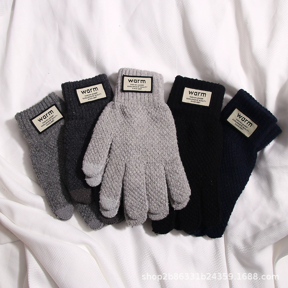 Однотонные теплые перчатки оверсайз из искусственной шерсти с сенсорным экраном для осени и зимы, оптом из Кореи, унисекс, для велоспорта