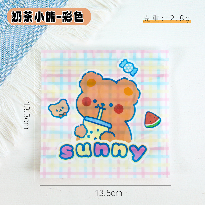 Bolsa de sello láser especial de dibujos animados encantadora bolsa de sellado translúcida pequeña galleta snack bolsa de embalaje de joyas