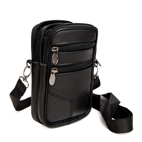 New style cowhide mobile phone waist bag with belt  multifunctional crossbody men's bag crossbody backpack genuine leather bag manufacturer batch