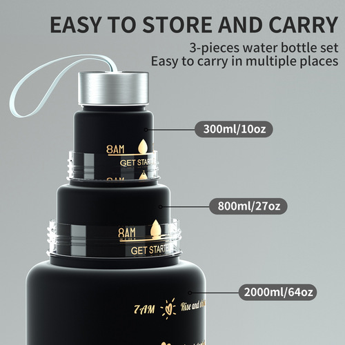 Universal men and women large capacity water cup with straw, outdoor water bottle, sports water bottle, high-temperature resistant plastic cup set of three