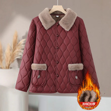 冬季妈妈装PU皮外套女加绒加厚棉服洋气中老年女装保暖挡风棉袄女