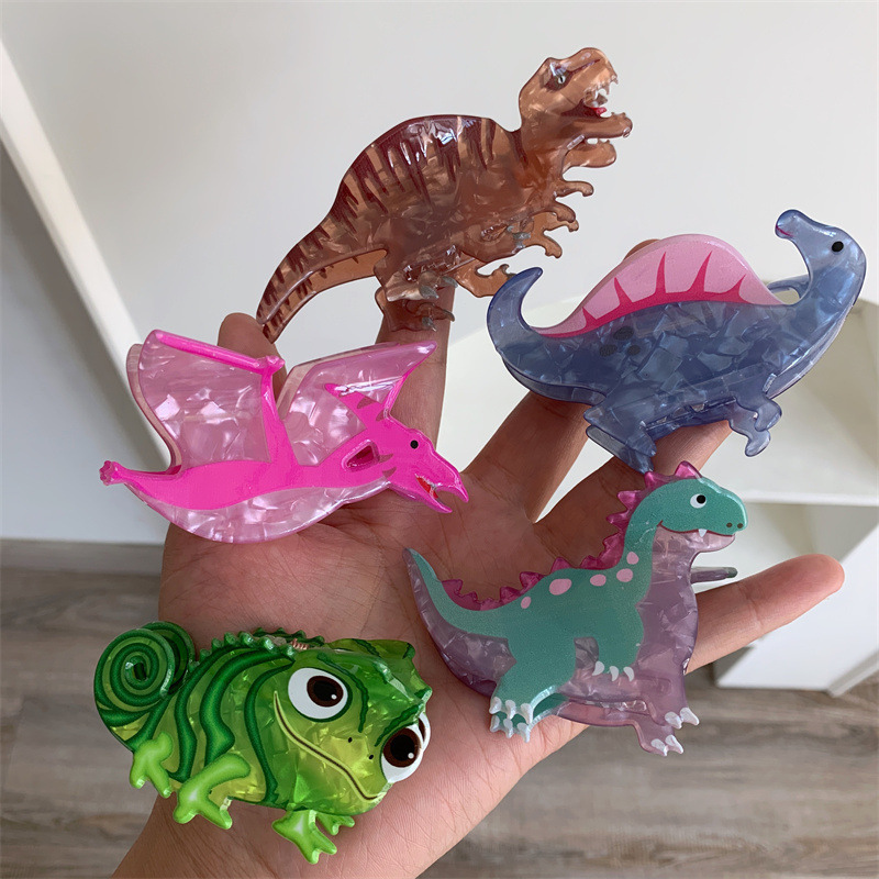 35g Weight Hair Claws Hair Accessories Type 1 Piece Quantity Holiday, Party Occasion Arylic Material Dinosaur Pattern Women's Gender Cute Style Cute Little Dinosaur Acrylic Small Jaw Clip Cute Personality Sweet Niche Hair Claw Hairpin Hair Ornaments New 无