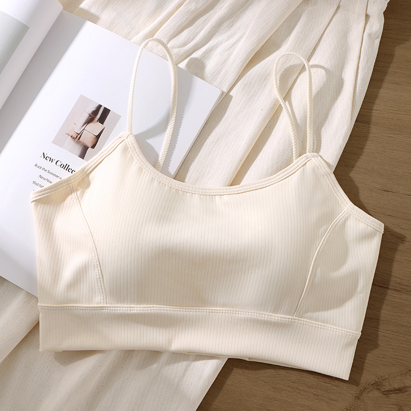 Ropa interior sin costuras con tirantes en la espalda para mujer con una copa fija en el interior, sujetador estilo chaleco, reunido en el exterior, con una parte superior de tubo inferior, envuelto en el pecho, verano
