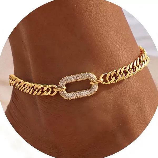 2026 European and American Cross-Border Niche Design Geometric Anklet, Simple and Stylish, Trendy Light Luxury Style Women's Foot Jewelry