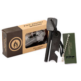 亚马逊跨境热销大号打火棒口哨纸盒套装野外求生打火石生活镁棒