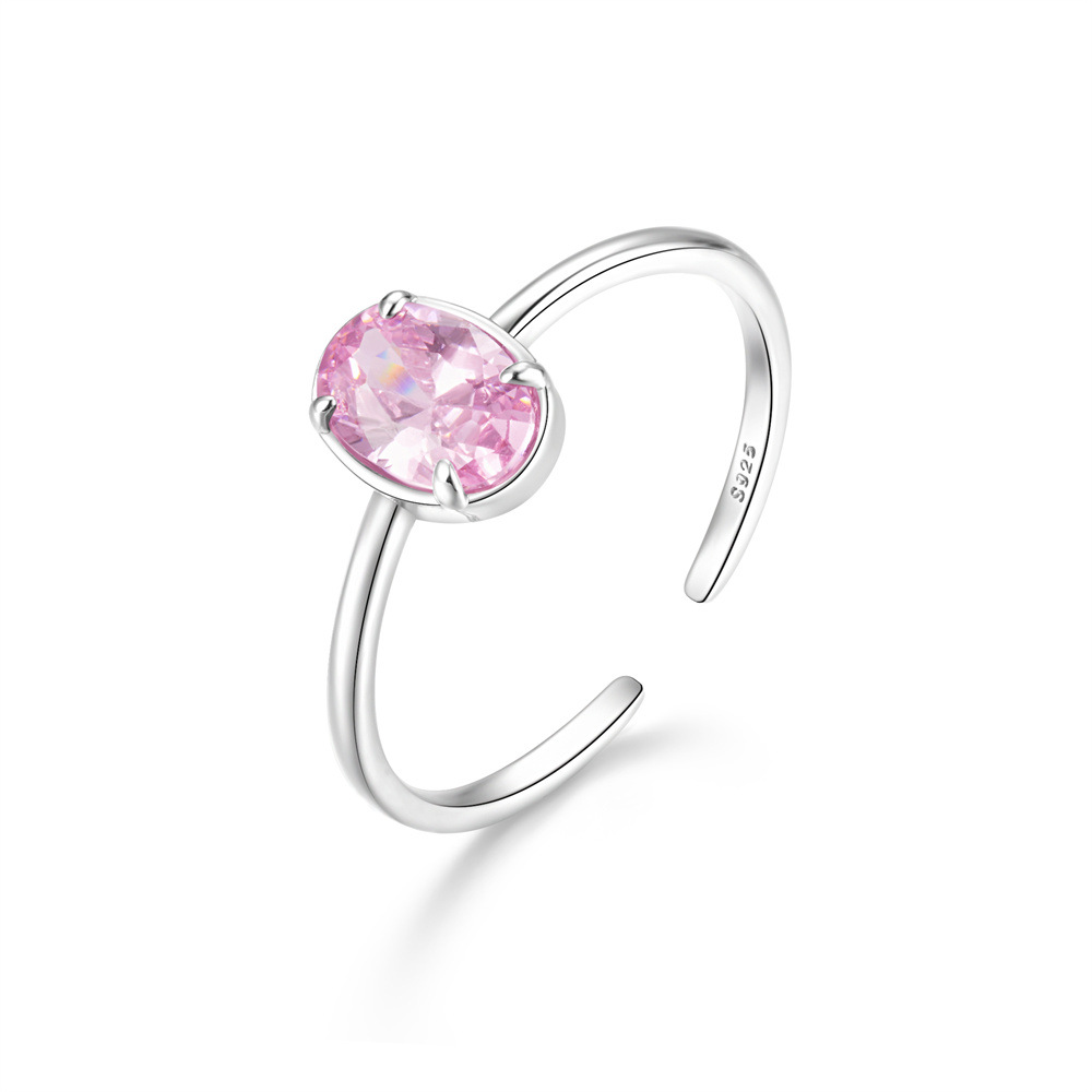5g Weight Zircon Inlay Material Open Rings Classification Adjustable Ring Size 1 Piece Quantity Holiday, Daily Occasion 925 Sterling Silver Material Geometric Pattern Women's Gender Plating, Inlay Design Sweet Style 925 Sterling Silver Zircon Geometric Open Rings 38