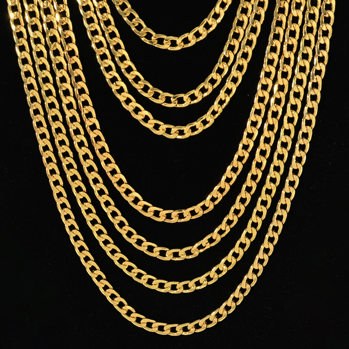 Cross-Border Jewelry European and American Fashion New Nk Necklace Chain Imitation Gold Men's 6mm Side Chain Necklace Manufacturer Wholesale