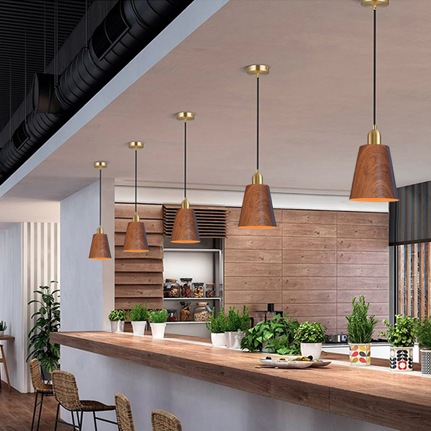 Decoración japonesa creativa de bronce de nuez de boda ventanas cafetería cabecera lámpara de dormitorio lámpara de comedor