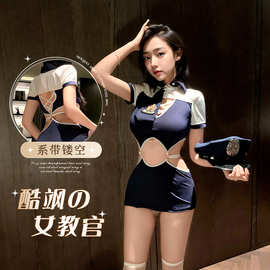 慕瑶性感女警镂空绑带海军水手服连体衣制服诱惑角色扮演套装情趣