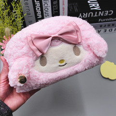 Japanese ins plush lamb piano pencil bag for girls cute large capacity cartoon stationery bag high appearance cosmetic bag