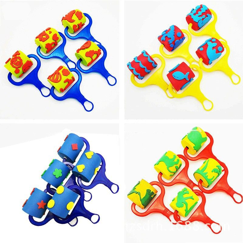 Детский Творческий узор EVA губчатая кисть для раннего образования граффити ролик мультфильм печать костюм цвет случайное сочетание