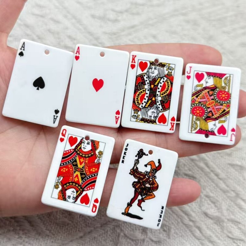 Simulated Double-Sided Playing Cards Acrylic Jewelry Accessories DIY Mobile Phone Case Handmade Kidsren's Hairpin Pendant Material