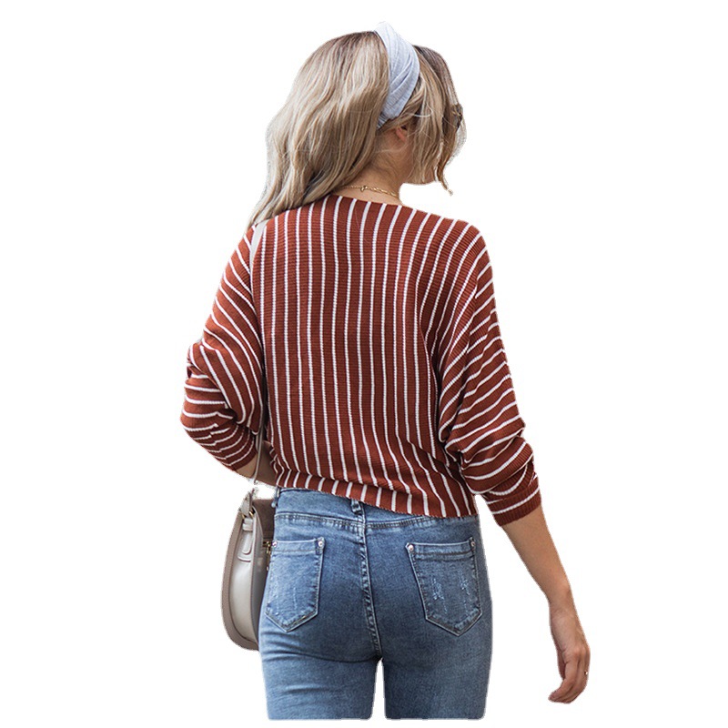 Suéter de mujer para otoño e invierno 2026, suéter de punto a rayas de manga larga, estilo europeo y americano, muy vendido en AliExpress.