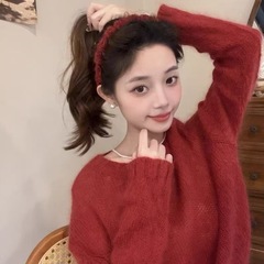 秋冬针织带齿波浪毛绒发箍女高级感外出百搭发卡洗脸压发头箍发饰