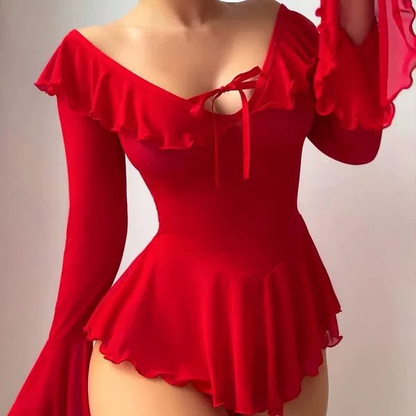 Cross-border foreign trade Europe and the United States sexy perspective mesh dress temptation off-shoulder pure desire wind uniform sexy underwear