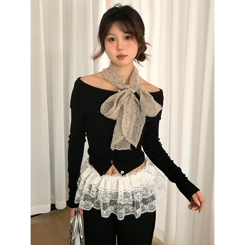 韩系百搭波点丝巾女高级感文艺系脖配饰2025年春护颈薄款小围巾|undefined