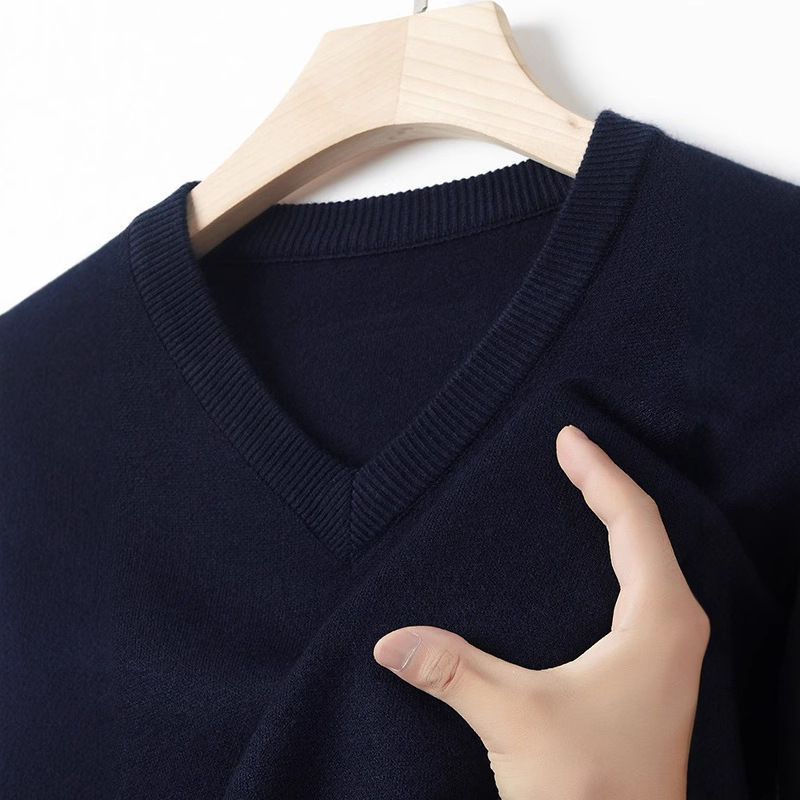 衫男v领加厚保暖冬季中年鸡心领高档爸爸装纯色休闲毛衣爆款