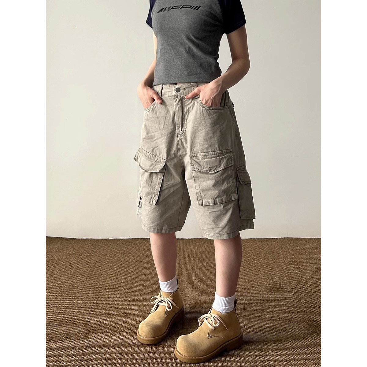 Summer Retro Tooling Jeans Women's 2025 New Loose American Washed Straight Multi-Pocket Pants Trendy
