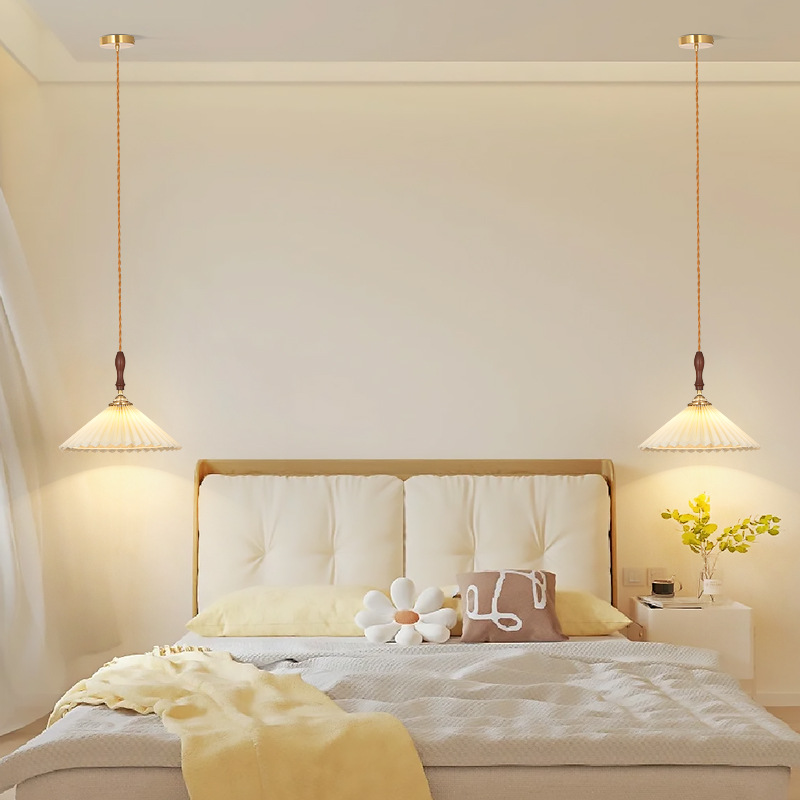 Daguanyuan lámpara de noche plisada dormitorio decoración creativa y elegante restaurante pequeña lámpara de estilo antiguo L271 image 3