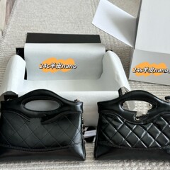 实物带logo 原单高版本香家羊皮31bag nano单肩女包菱格链条手提
