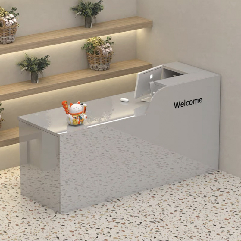 バーカウンター レジ カウンター テーブル 理髪店 コンビニ シンプル モダン ショップ 小型フロント レセプションデスク|undefined