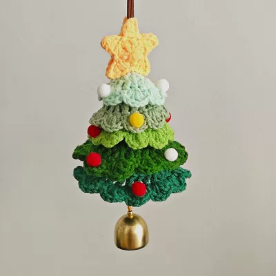 Cross-Border Special Wool Crochet Christmas Tree Ornaments Plush Christmas Pendants Christmas Decoration Car Pendants (Car hanging) - christmas-tree-pendant-green