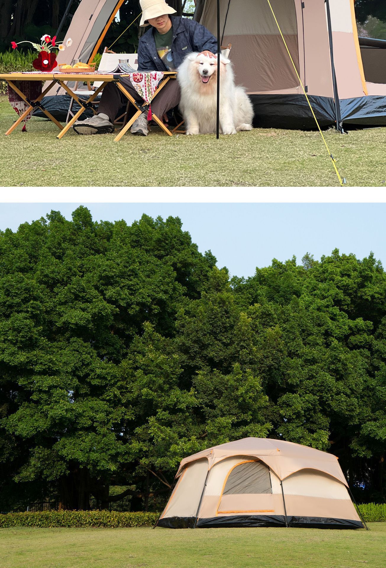 Cort de camping mare pentru mai multe persoane pliabil și impermeabil_voghion.com