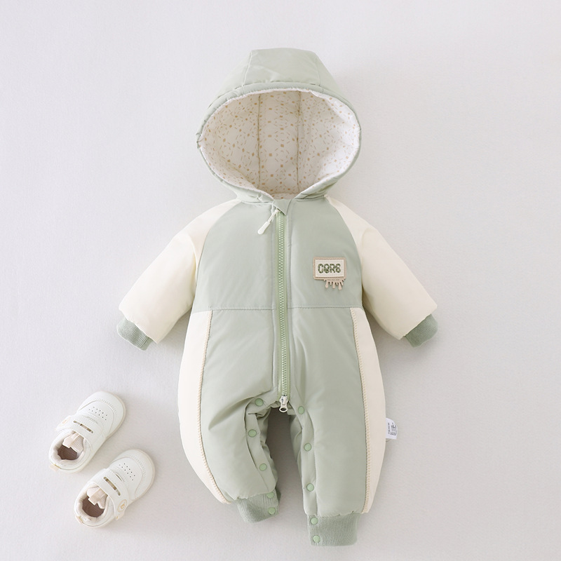 安阳婴童装A类婴儿秋冬装冲锋衣防风连体衣加厚外出爬服宝宝棉衣