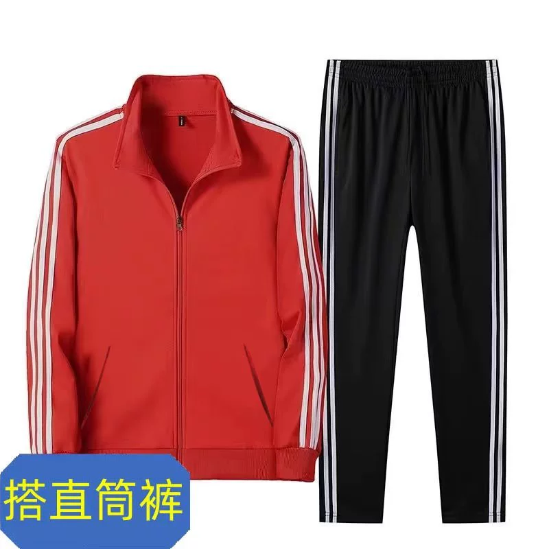 Спортивный костюм‑комплект (куртка + брюки), 3‑полосный стиль, лёгкий, размеры S–5XL