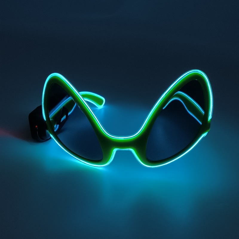 Ventas transfronterizas de gafas de luz alienígena LED fiesta props Halloween gafas de sol extrañas modelado de moda
