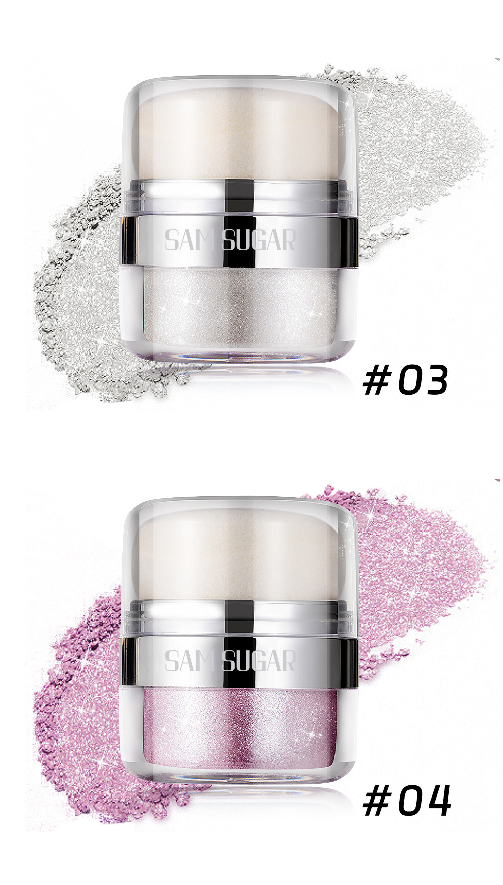 SAM SUGAR Cushion Highlighter Glitter Multi-functional Three-dimensional Contouring and Brightening Pearlescent Eyeshadow Body Pat Powder undefined