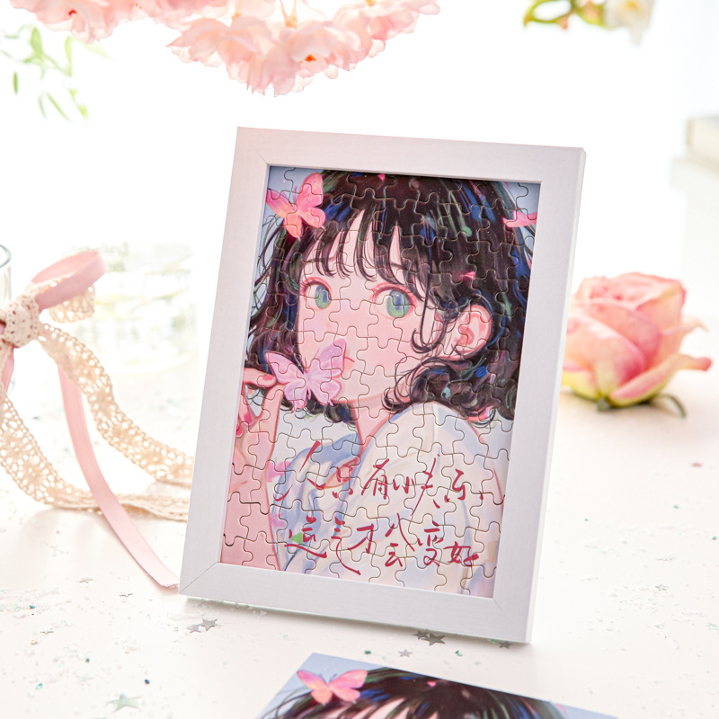 Mr. Paper Puzzle Caja de regalo Serie de período de floración de cuadros fijos Anime Girl Romance de alto valor Estudiante romántico Diy Desktop Fight