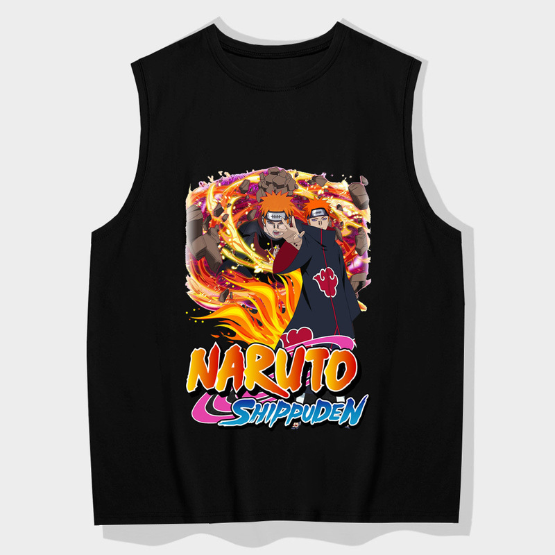 Cross-Border Summer Naruto Naruto Sasuke Cartoon Animation Printed Cotton Sleeveless Vest Vest T-Shirt Ins