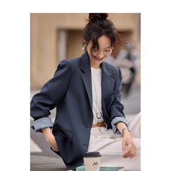 撞色简约西服外套2025秋季新款职场通勤显瘦小西装女正装